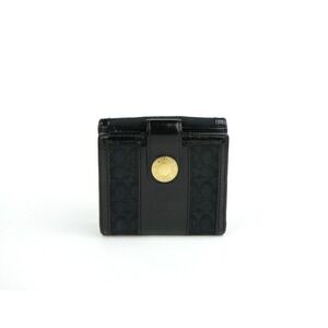 Coach Signature Mini C Black Bifold Snap Wallet‎